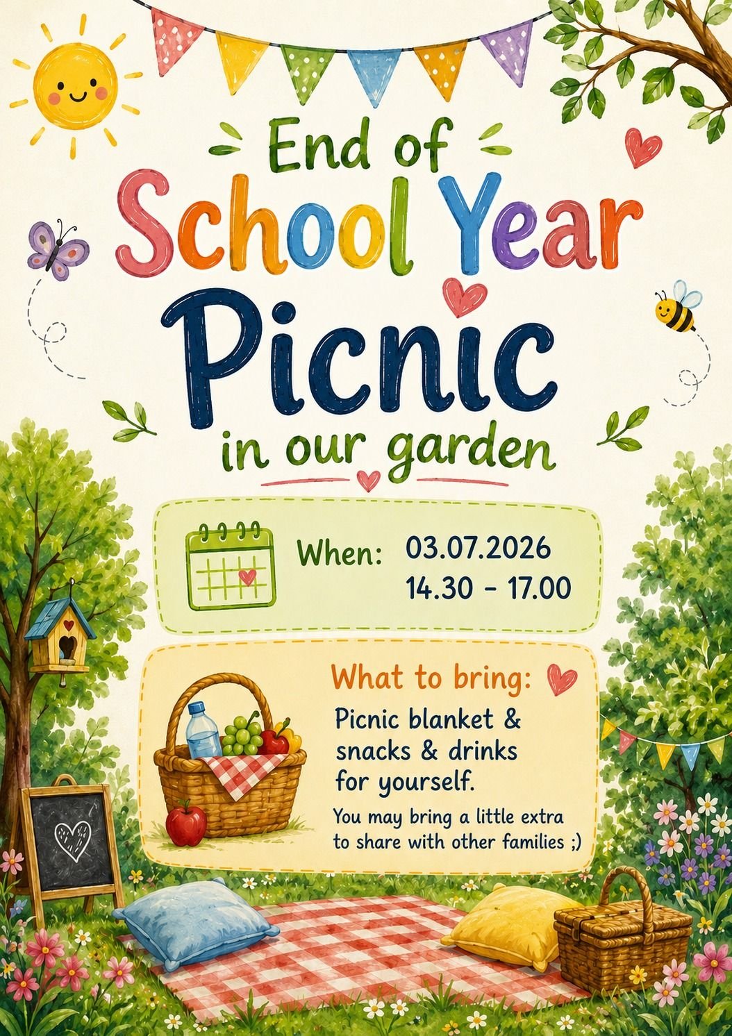End of School Year Picnic in Our Garden